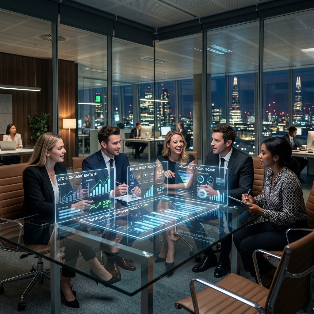 Digital marketing agency team planning SEO, social media and PPC campaigns â€” Montek Services